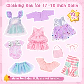 HOMQYTE 5 Sets Doll Clothes for 18 inch Dolls Baby Doll Accessories Outfit