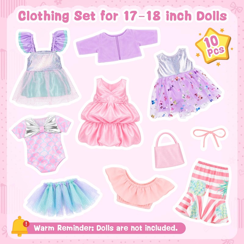 HOMQYTE 5 Sets Doll Clothes for 18 inch Dolls Baby