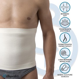 Beman - Elastische Lendenwirbelstütze aus Merinowolle, Thermogürtel, Kompressionsbank, Unisex, für Damen und Herren, warm und wärmend, Höhe 27 cm, ideal für Rückenschmerzen Art.559 (XL)