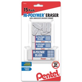 Pentel® Hi-Polymer® Eraser Combo Pack, White, Pack Of 15