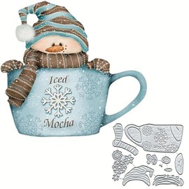 Snowman Cocoa Cup Metal Cutting Dies Cutting Parts Metal Paper Card Cutting Dies Cutting Stencils for DIY Embossing Card Making Book Pendant Decorative Paper Shapes Scrapbooking