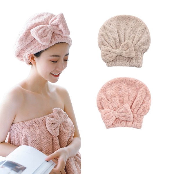 ALLMIRA Towel Cap, Set of 2, Hair Cap, Adult, Absorbent,