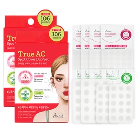 아리얼 트루 AC 스팟 커버 듀오 패치 짜기 전 + 짜고난 후 세트, 106매입, 2개 Ariel True AC Spot Cover Duo Patch Pre and Post Squeezing Set, 106 Sheets, 2 Packs