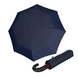 Knirps T.260 Medium Duomatic Black Pocket Umbrella - Automatic Opening and Closing - Windproof - Round Hook Handle - Navy Blue, navy