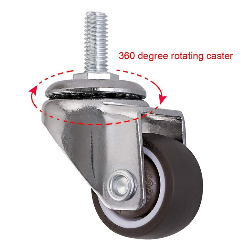 Skelang 4 Pcs 25mm Swivel Stem Threaded Castors, TPE Mute