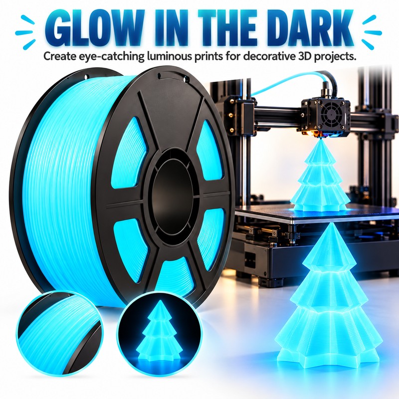 Glow in the Dark PLA Filament for FDM 3D Printing
