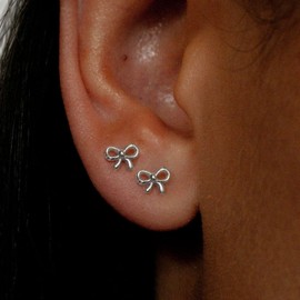 Small Bow Earrings, Bow Earrings, Cute Bow Earrings, Earrings for Girls, Minimalist Jewellery, Bow Jewellery for Women and Girls, Alloy Steel, No Gemstone