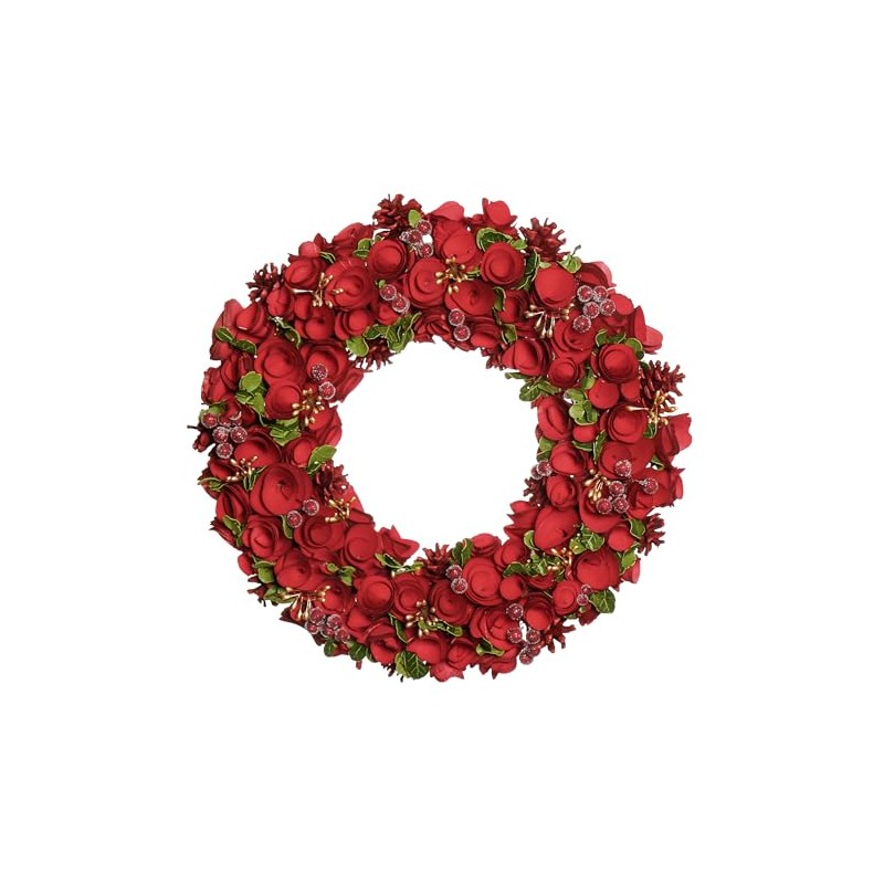 18" Red Poppy Wreath Wooden Artificial Christmas Winter Memorial Grave
