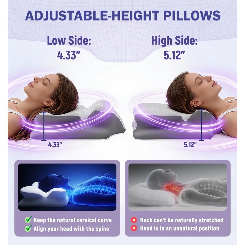 SANSWAN Neck Therapy Pillow for Sleeping, Ergonomic Foam Pillow for