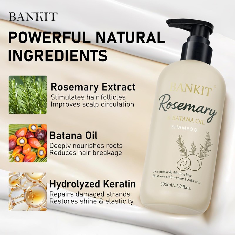 2 Pack Rosemary Batana Shampoo for Thinning Hair,11.8 Fl Oz