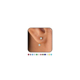 Gold Birthstone Earrings for Women Opal Earrings Small Tiny Cubic Zirconia Earrings Minimalist Everyday CZ Crystal Earrings for Women