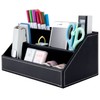 Jesustree Desk Organiser with 5 Compartments, Multifunctional Leather Office Pen