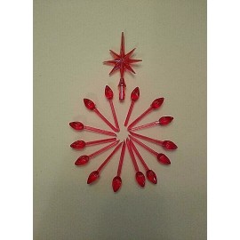 Unbranded 100 Red Mini Twist Peg Bulbs & Iridescent Aurora Star For Ceramic Christmas Tree