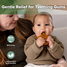 haakaa Silicone Owl Teether,Food-Grade Smiling Teething Toy for Infants, Soft Chew Toys for Babies, BPA Free, Toy for 3 Months+