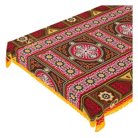 CraftiEgypt Ramadan Tablecloth Decorations – Handmade Tablecloth, Printed Egyptian Khayamiya Design, Colorful Brown, Cotton Blend – 55"x70" (140x180 cm) Rectangle