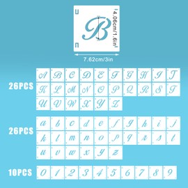 AIEX 62 Pcs Calligraphy Letter Stencils, 1.6 Inch Farmhouse Style Letter Number Template Interlocking Alphabet Stencils for Art Projects Decoration Painting DIY Craft
