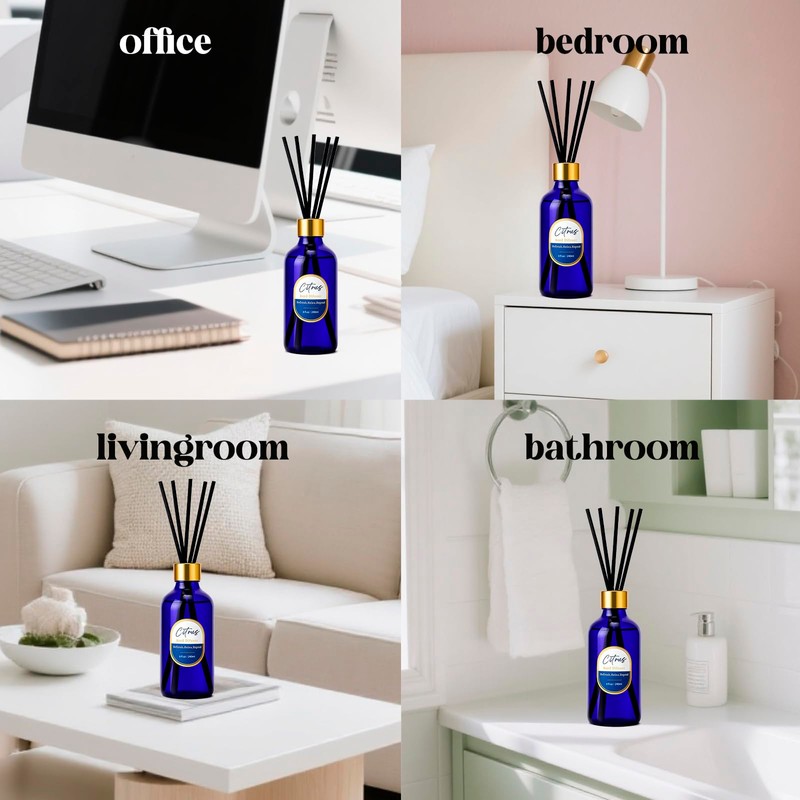 8 OZ Reed Diffusers Set Citrus, Luxury Scented Room Fresheners