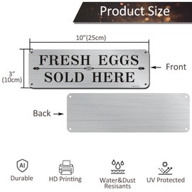 FKNSGR Fresh Eggs Sold Here Sign 2 Pack, 10 x 3 inches Rust Free .040 Aluminum Farm Sign, UV Protected, Fade Resistant