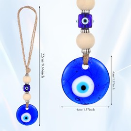 COMNICO Evil Eye Car Hanging Ornament, Classic Blue Evil Eye Beaded Charms Rear View Mirror Pendent Decor Car Accessories for Window Door Wall