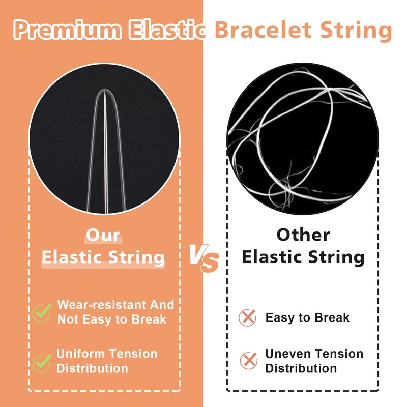0.7mm/4 Rolls Elastic String for Bracelets, 50M Clear Bracelet String,