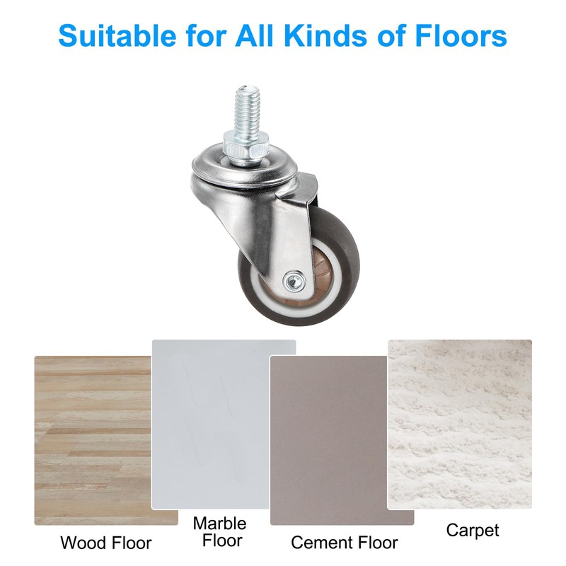 PATIKIL 1.5 Inch Stem Casters, 4 Pack Low Profile TPR