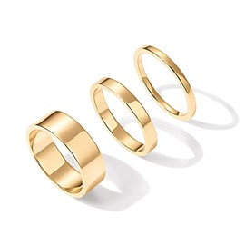 3PCS 14K Gold Plated Stacking Ring Set for Women X Ring Diamond Open Twist Teen Dainty Thumb Stackable Rings Gold Statement Rings Plain Band Size 6-10 (3 Rings, 7)