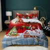 Yzehomijia Christmas Bed Linen, Soft Duvet Cover, Santa, Snowflakes Print,