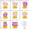 8 Pcs Happy 15th Birthday Party Honeycomb Centerpiece,Princess Themed 15th