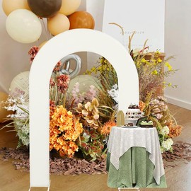 HAINARverS 7.2FT Wedding Open Arch Cover Spandex Fitted Stretchy Arch Stand Covers,U-Shaped 2-Sided Chiara Backdrop Cover for Party Birthday Ceremony Baby Shower Banquet Arch Decoration(Ivory)