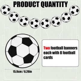 CABAX Soccer Party Decorations Banners, 2 Sets Banners Football Pattern Decoration Cards Soccer Birthday Party Supplies Sports Theme Party Decor for Adults Boys Girls Soccer Fans, 16 Pcs