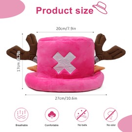 Yunlaishaocer Anime Cosplay Hat, Chopper Hat, One Piece Anime Hat, Cosplay Party Birthday Plush Hat, Cute Plush Hat for Adults and Children (B)