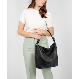 YALUXE Genuine Leather Hobo Handbag Shoulder Bag Cross-body Purse for Women