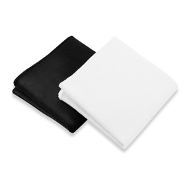 VIVIMODA Formal Handkerchief, Ceremonial Occasions, Black and White Set, For Weddings, Funerals, Entrance Ceremonies, Graduation Ceremonies, Bridal Handkerchief, Solid, Luxury Linen, Unisex, 15.7 x