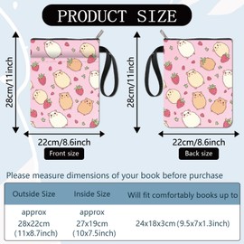 CRASPIRE Strawberry Book Covers Guinea Pig Fruit Book Protector Pink Book Sleeve for Paperbacks Washable Fabric Cloth Book Cover with Zipper and Extra Sleeve Pocket for Book Lovers Classmate Gifts