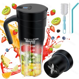 Portable Blender for Shakes and Smoothies,16 Oz Personal Blender with 6 Ultra Sharp Blades, Multifunctional & BPA Free Handheld Mini Blender Cup, for Office/Home/Sports/Home Sports Outdoors Travel/Gym