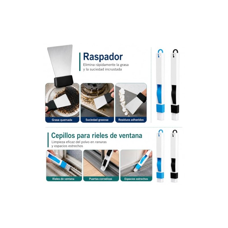 Juego de 14 Cepillos de Limpieza para Baño y Cocina,