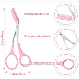 Eyebrow Shaper - Thinning Bushy Eyebrows with Scissors & Comb Attachment (Pink)