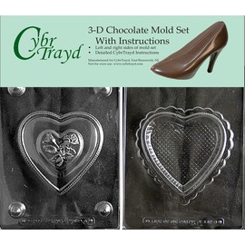Cybrtrayd V149AB Chocolate Candy Mold, Includes 3D Chocolate Molds Instructions and 2-Mold Kit, Pretty Heart Pour Box by CybrTrayd