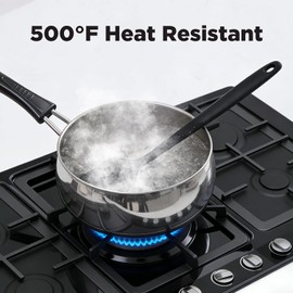 Juego de 6 espátulas de silicona para cocinar hornear y mezclar espátulas de goma antiadherentes resistentes al calor con 550 °F (negro)