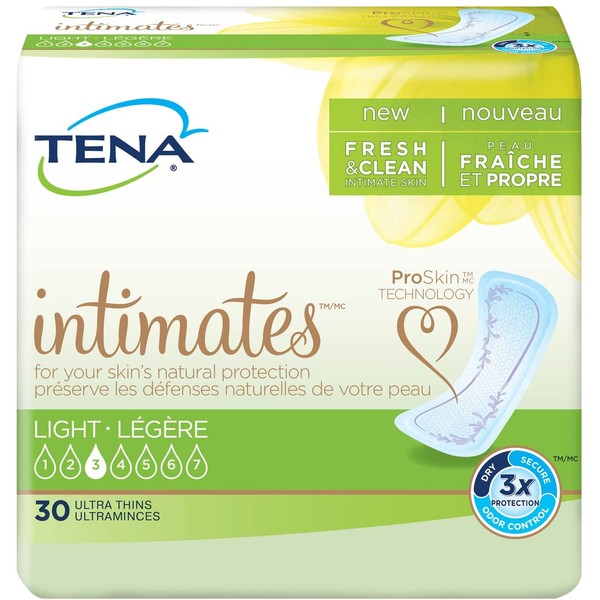 Tena Intimates Ultra Thin Light Incontinence Pad Regular 30 Ct (Pack of 6)
