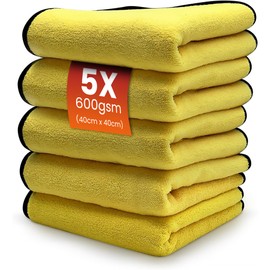 SNOMOZ® 5X Ultra-Absorber Microfasertuch Trockentuch für Auto und Motorrad ∣ 40 x 40 cm Vorteilspack ∣ 600gsm Saugleistung und Ultra weich