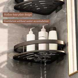 SOZOMO Paquete de 3 Estanteria Ducha para Baño,Estante Baño Sin Taladro,Rinconera Organizador para Baño,Estantería de Esquina para Baño,con 4 Ganchos y Soportes de Jabón,para Baño, Cocina,Hotel etc