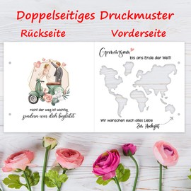 JOYEASE JOYEASE Weltkarte Geldgeschenk Hochzeit | Geldgeschenke Verpackung Hochzeit mit Umschlägen | Personalisierte Hochzeitsgeschenke für Brautpaar Geld | Originelle Hochzeitskarten Glückwunschkarten