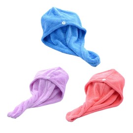 Healvian 3pcs Microfiber Hair Towel Wraps Quick Drying Water Absorption Bath Caps for Women and Girls Soft Coral Shower Turbans