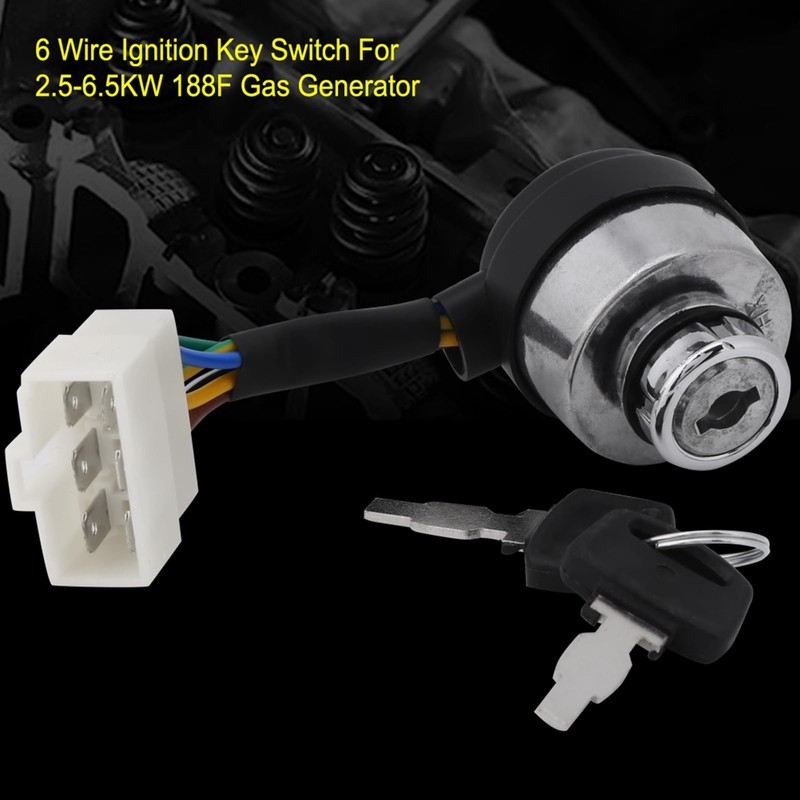 KooingTech 6 Wire Ignition Switch, Ignition Start Key Switch, 2.5-6.5kw