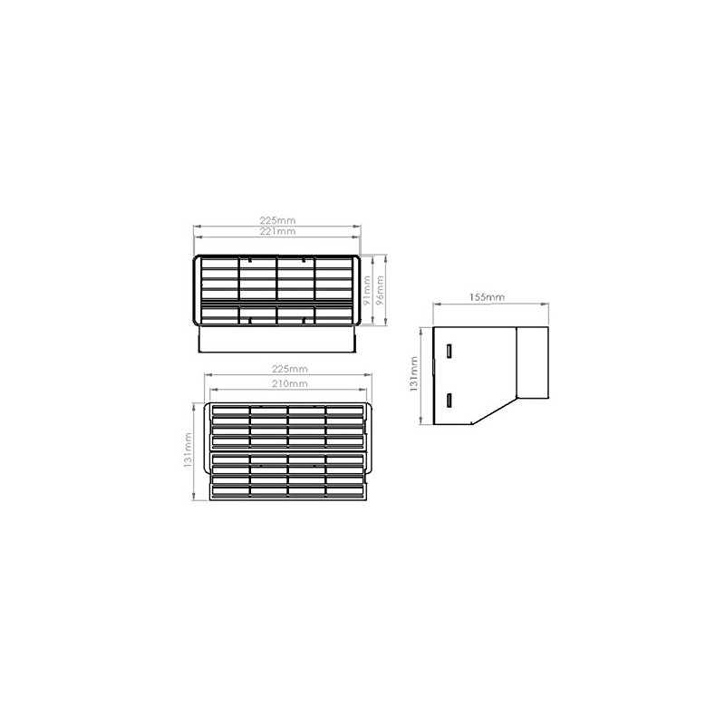 NaplesUK 220mm x 90mm Megaduct Flat Channel Ducting Double Airbrick