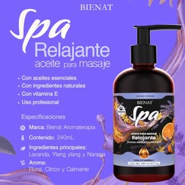 Bienat | Aceite Masaje Relajación 240ml | Lavanda, Naranja e Ylang, Hombres