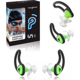 Hearprotek tapones para los oídos de silicona impermeables para natación, ducha y baño, 2 pares reutilizables, verde