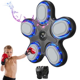 GTCAIXIA 2024 Music Boxing Machine with Boxing Gloves, Smart Bluetooth Boxing Machine with LED Electronic Wall Mounted, Music Boxing Target Workout Punching Equipment for Home(Upgrade)