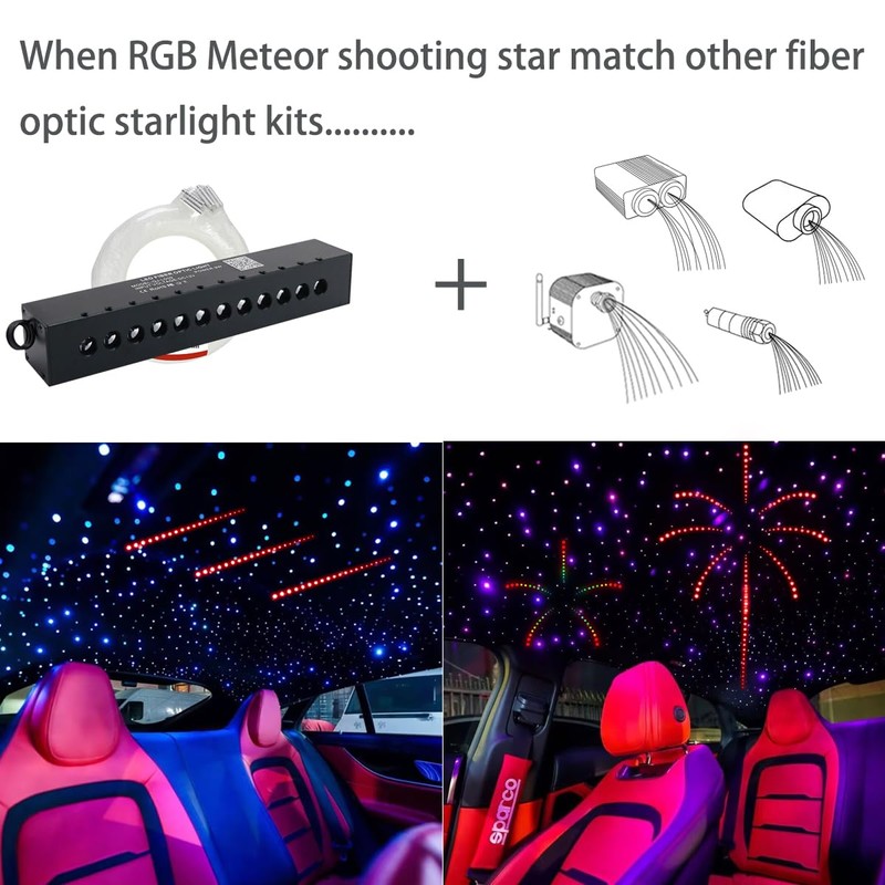 AZIMOM RGB 12LED Meteor Shooting Star Kits 600pcs 0.03in 9.8ft